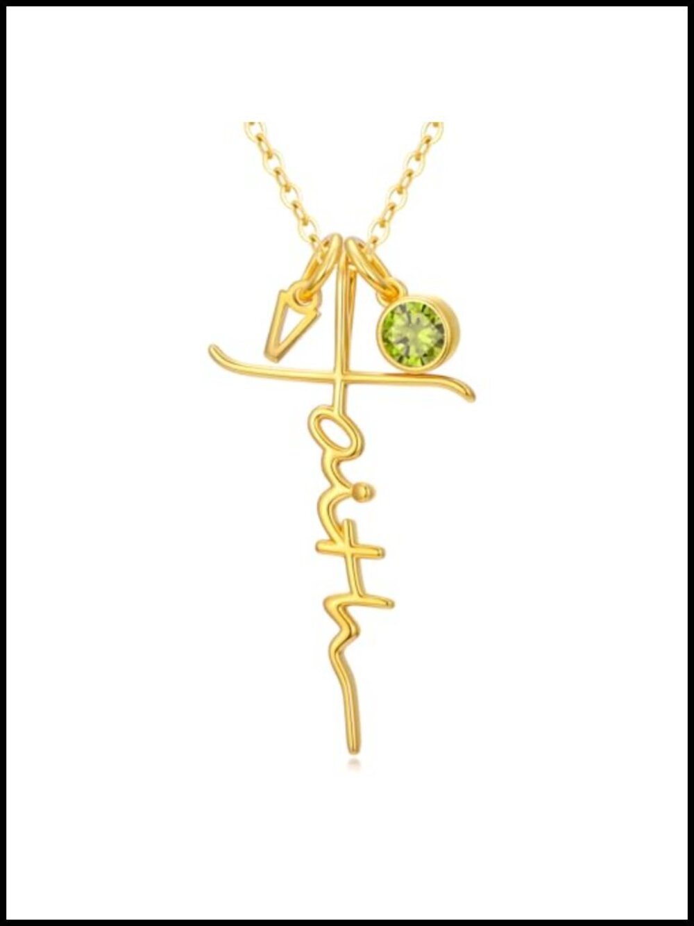 18K Gold Plated Faith Cross Necklace Initial Birthstone Pendant